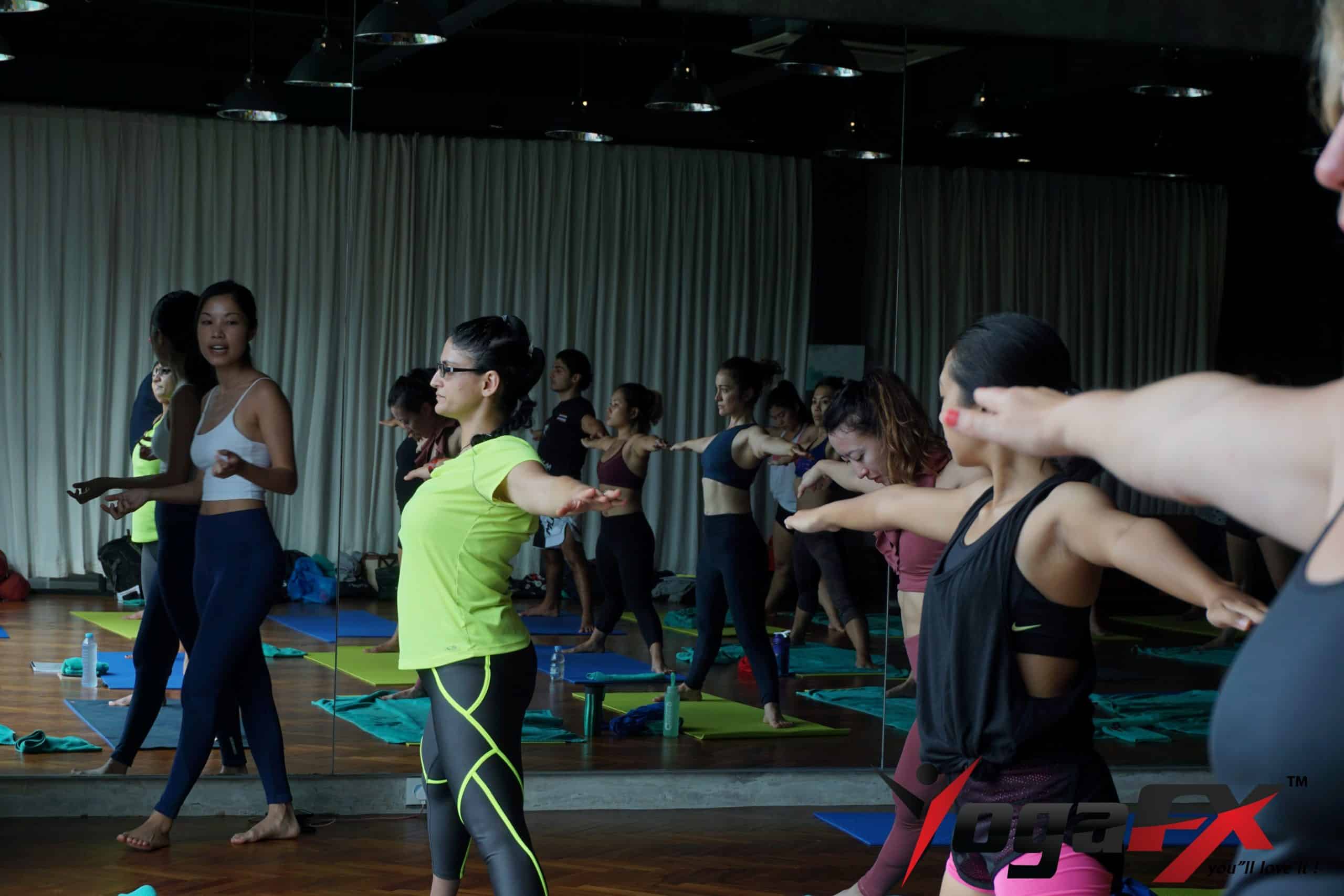 bikram yoga 90 minutes standing series class in heated room at YogaFX Bali